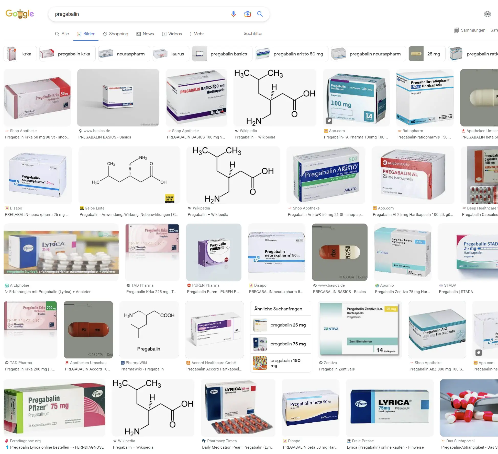 Neuraxpharm, Stada, 1A, Aristo, Pfizer ... - eine Google Bildersuche zeigt, wie viele Hersteller / Marken es von den Pregabalin / Lyrica Hartkapseln am Markt gibt ...